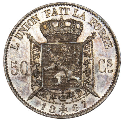 Belgium, Leopold II, 50 Centimes, 1867
