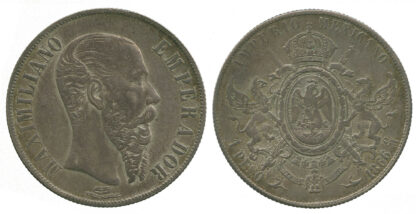 Mexico, Maximilian, Peso, 1866