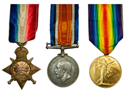 1914-15 Trio to Pte C. Aldred, Suffolks KIA