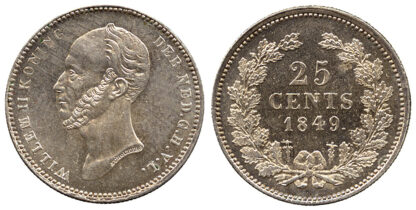 Netherlands, Willem II, 25 Cents, 1849