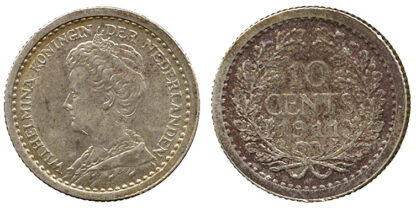 Netherlands, Wilhelmina, 10 Cents, 1911