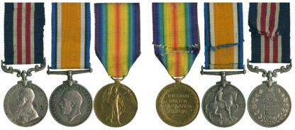 WWI, MM & Pair to Pte J Miller, 5 West Yorks