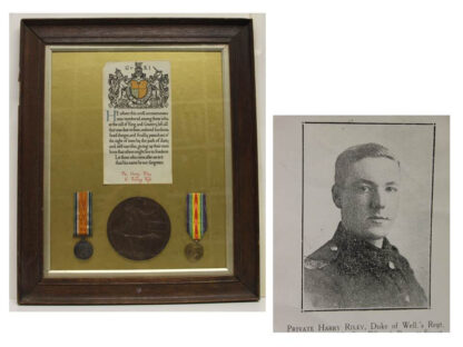 British War Medal, Plaque and Memorial Scroll - Pte, H. Rile