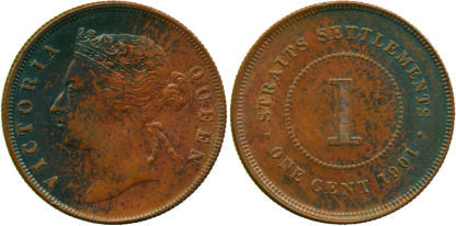 Straits Settlements, Victoria, Bronze 1 Cent, 1901