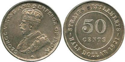 Straits Settlements, George V, Silver 50 Cents, 1921