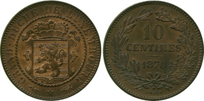 Luxembourg, William III (1849-1890), bronze 10 Centimes