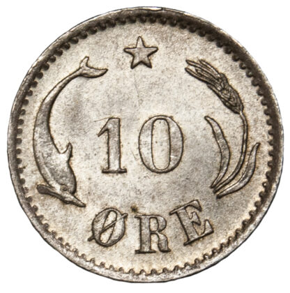 Denmark, Christian IX, 10 Øre, 1884