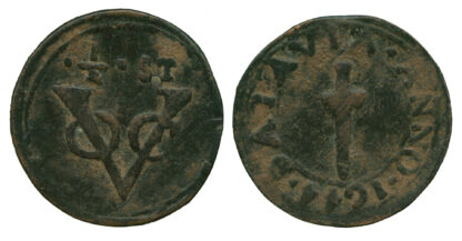 Dutch East Indies, Batavia, Copper 1/2 Stuiver, 1644
