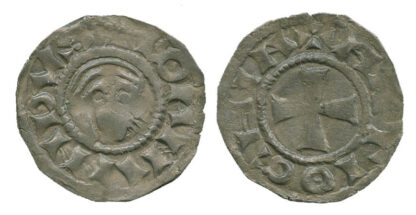Antioch, Bohemond III bare head denier