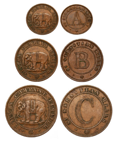 Ceylon, Copper Plantation Tokens (Set of 3), c.1866