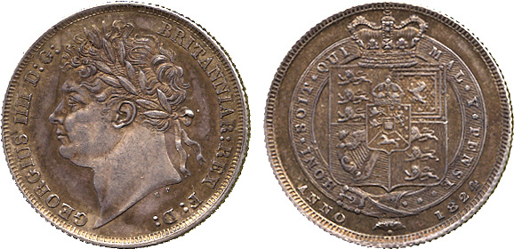 1824年 英国　キングジョージ 4世 マンディ1ペンス銀貨　ハイグレード 1824年 英国キングジョージ 4世 マンディ1ペンス銀貨ハイグレード