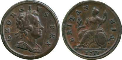 George I, "Dump" issue, Halfpenny, 1718