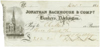 Great Britain, Cheque, Darlington/Backhouse £3-12-2, 1848 Great Britain, Cheque, Darlington/Backhouse £3-12-2, 1848
