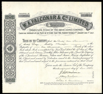 Great Britain, Brewing Industry Share Certificate
