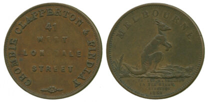 Australia, Melbourne, Claperton & Findlay, Halfpenny Token