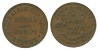 Australia, Sydney, Hanks & Company, Halfpenny Token, 1857