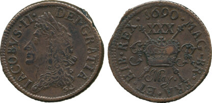 Ireland, James II, Gunmoney Coinage, Halfcrown, 1690