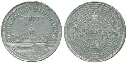 Belgium, International Exhibition, Aluminium Calendar Medal
