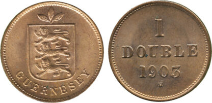 Channel Islands, Guernsey, Edward VII, One Double, 1903