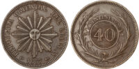 Uruguay, Republic, copper 40 Centesimos
