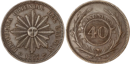 Uruguay, Republic, copper 40 Centesimos