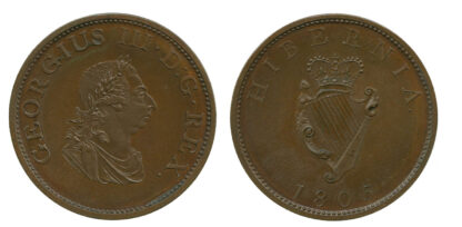 Ireland, George III, copper Proof Halfpenny, 1805