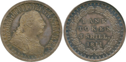 George III, proof Bank token Three Shillings, 1811