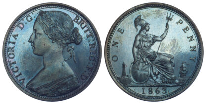 Victoria, Bronze Proof Penny, 1863