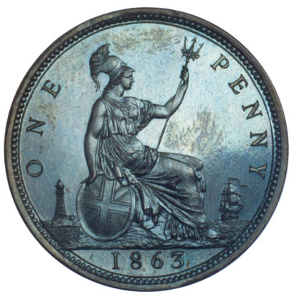 Victoria, Bronze Proof Penny, 1863