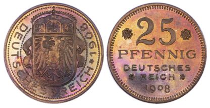 Germany, Wilhelm II (1888-1918), copper Pattern 25 Pfennig, 1908 - Karl Goetz