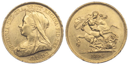 1893 Victoria OH Gold Five Pounds EF