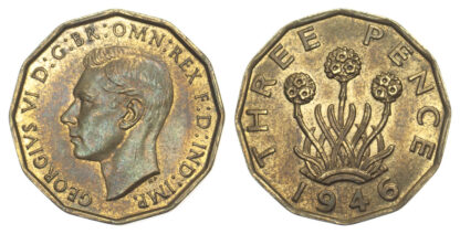 George VI, Brass Threepence, 1946