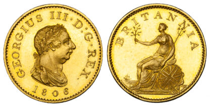 George III, Gilt Copper Proof Farthing, 1806
