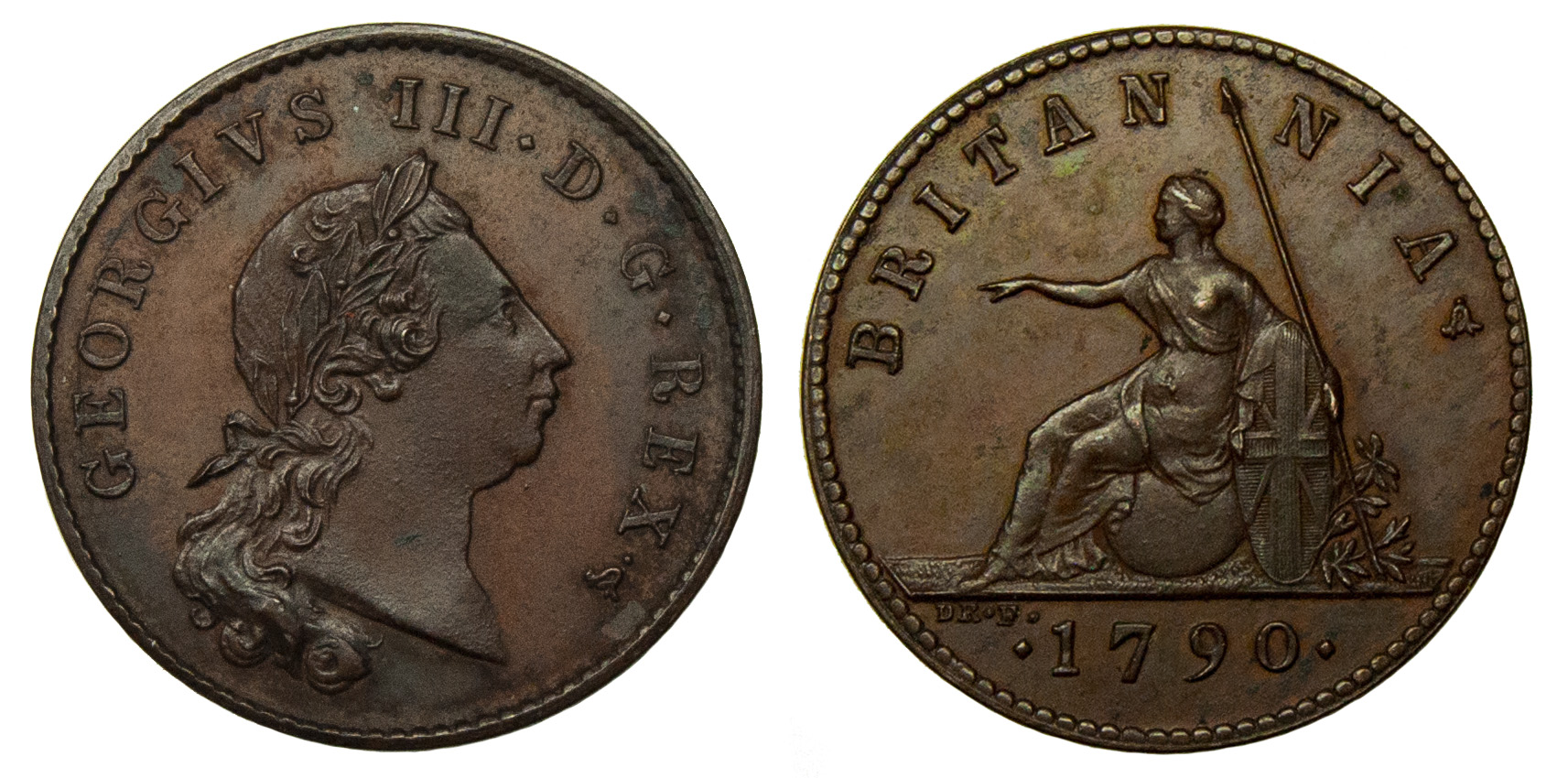1790 Pattern Copper Droz Farthing
