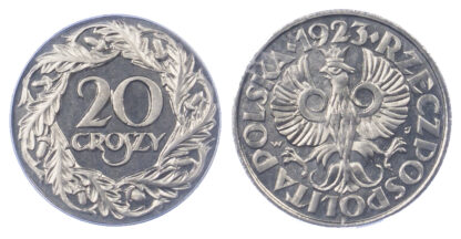 Poland, Republic, proof nickel 20 Groszy, 1923