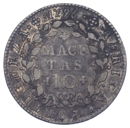 Angola, Portuguese Africa, Maria I, Silver 10 Macutas, 1796