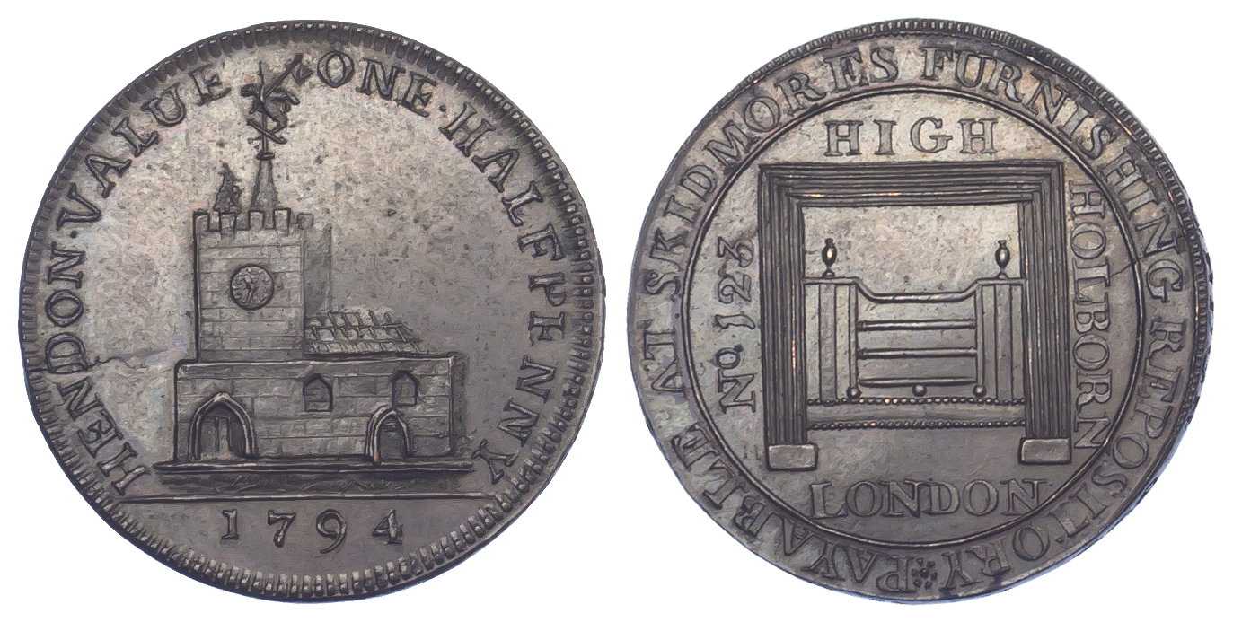 London, Hendon, Skidmore, Halfpenny Token, 1794