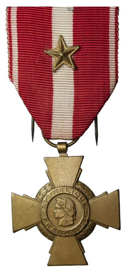 France, Cross of Military Valour with bronze star on ribbon