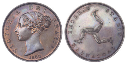 Isle of Man, Victoria, Bronzed Proof Halfpenny, 1860