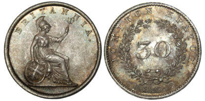 Greece, Ionian Islands, Victoria, 30 Lepta, 1862
