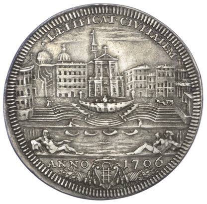 Italy, Papal, Clement XI, Silver Half Piastra, 1706