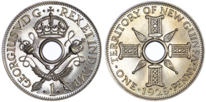 New Guinea, George V, Proof Penny, 1929