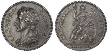 1665 Pattern Farthing Struck in Silver BMC 407 EF