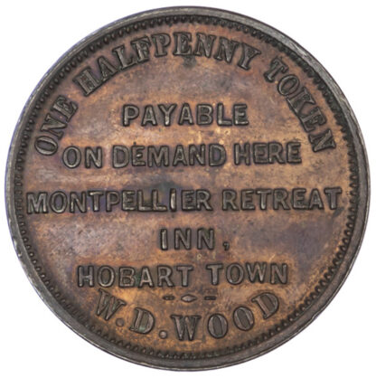 Australia, Tasmania, Copper Token Halfpenny, 1854