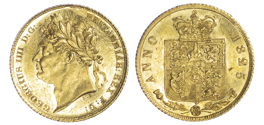 1825 LH George IV Half Sovereign GEF