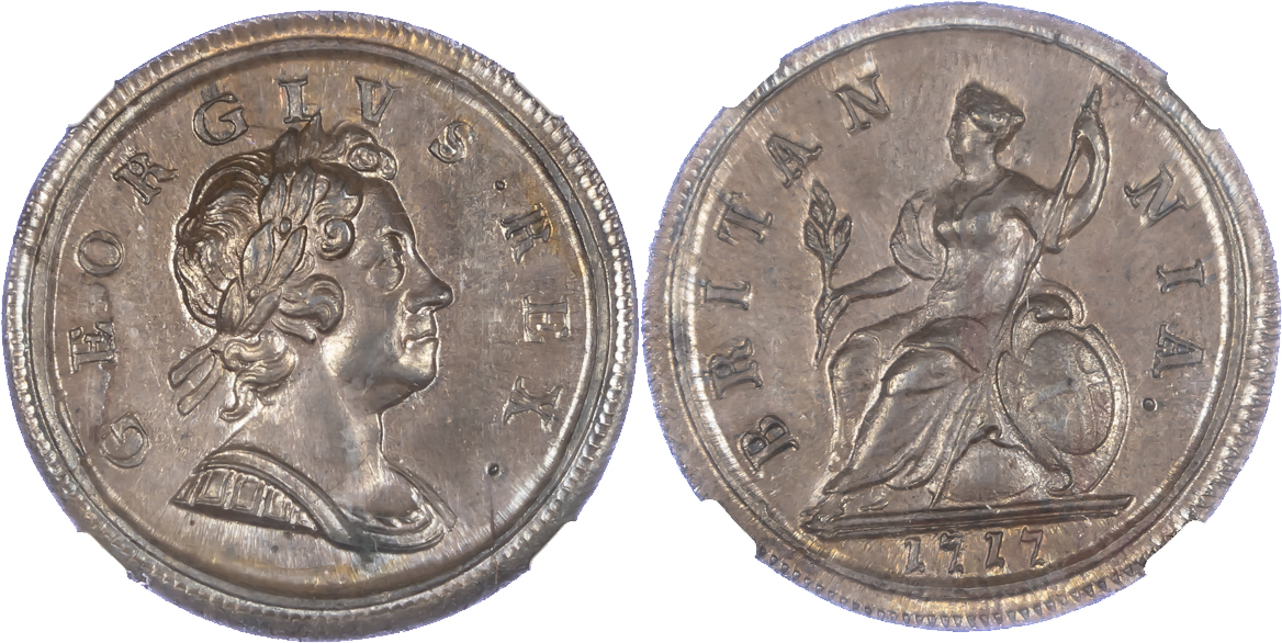 1717 George I Dump Issue Halfpenny MS64