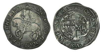 Charles I Halfcrown, Tower Mint, mintmark Bell