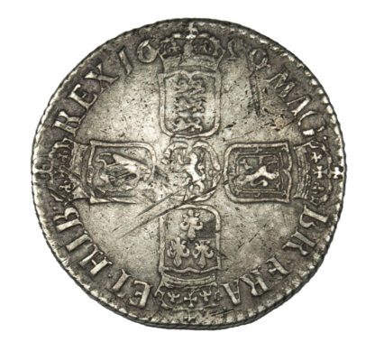 William III, 1699 Shilling (Flaming Hair)