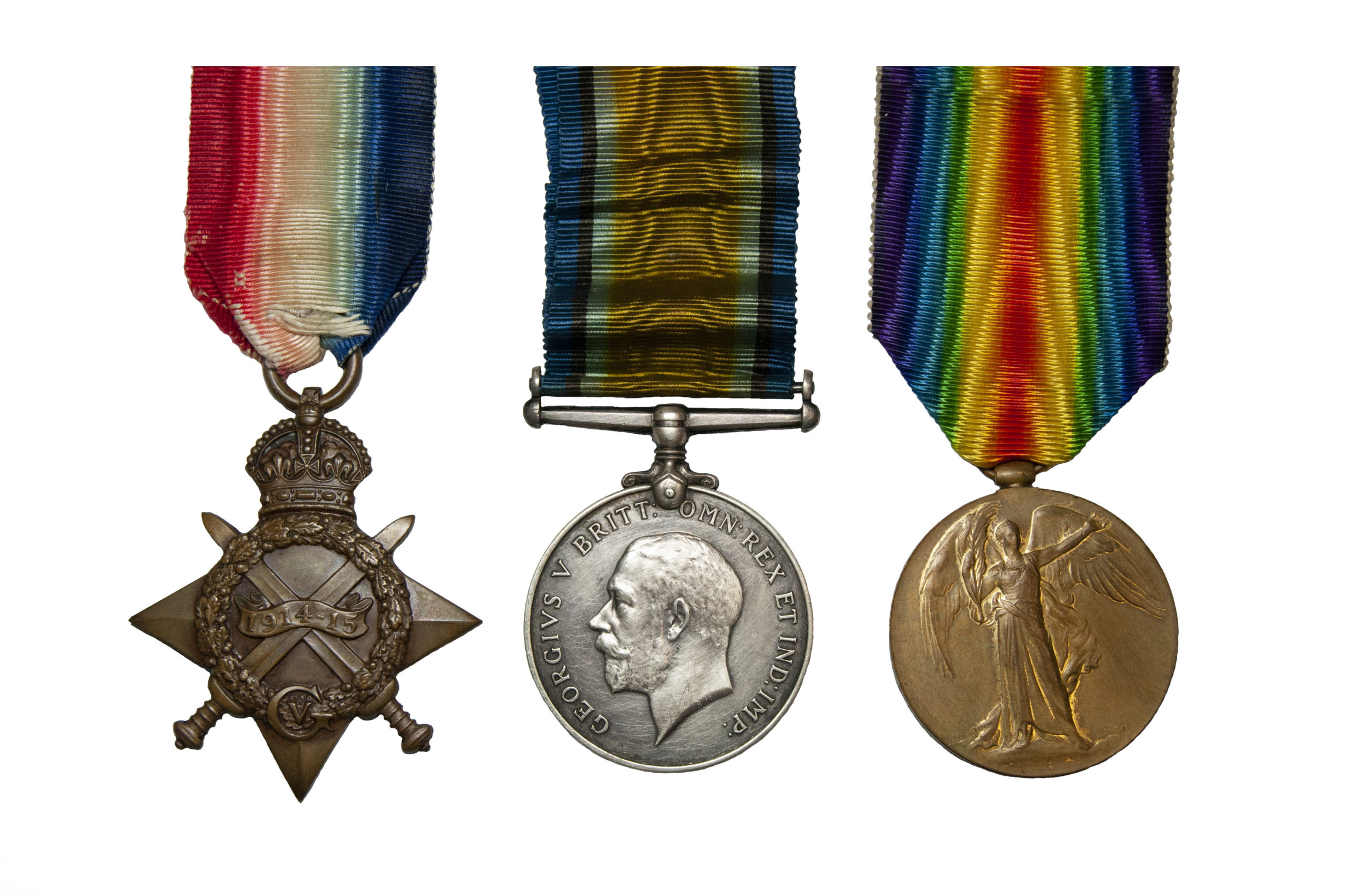 1914 Group of 3, Victory Medal to Pte J Houghton