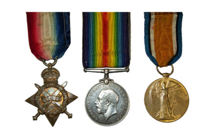 1914 Group of 3, Victory Medal to Cpl W Palmer